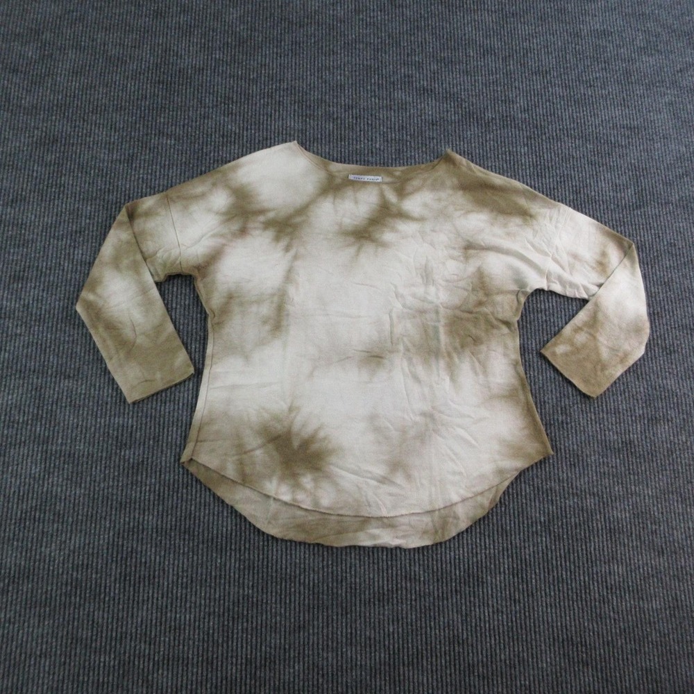 Tempo Paris Sweater Pullover Womens S/M Beige Boat Neck Tight-Knit Relaxed - Picture 1 of 12
